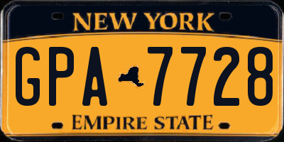 NY license plate GPA7728