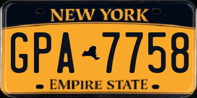 NY license plate GPA7758
