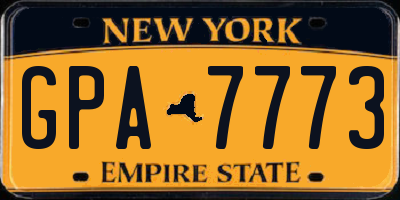 NY license plate GPA7773