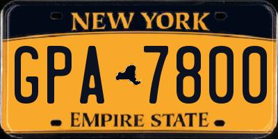 NY license plate GPA7800