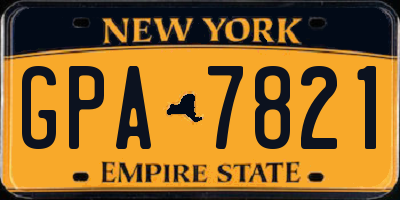 NY license plate GPA7821