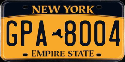 NY license plate GPA8004