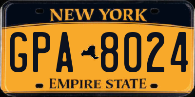 NY license plate GPA8024