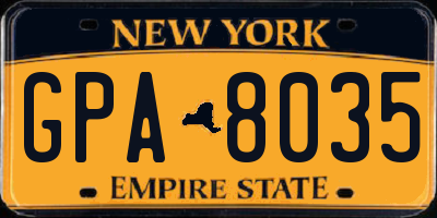 NY license plate GPA8035