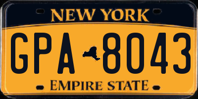 NY license plate GPA8043