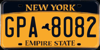NY license plate GPA8082