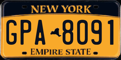 NY license plate GPA8091