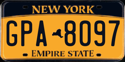 NY license plate GPA8097
