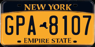 NY license plate GPA8107