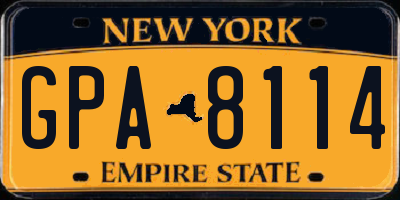 NY license plate GPA8114