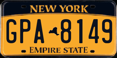 NY license plate GPA8149