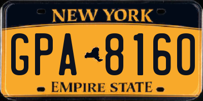 NY license plate GPA8160