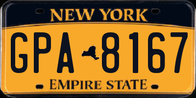 NY license plate GPA8167