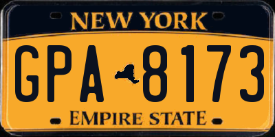 NY license plate GPA8173