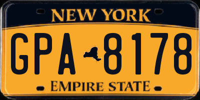 NY license plate GPA8178