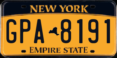 NY license plate GPA8191