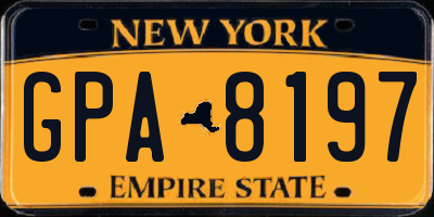 NY license plate GPA8197