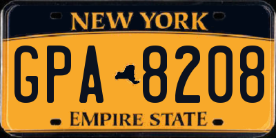 NY license plate GPA8208