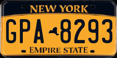 NY license plate GPA8293