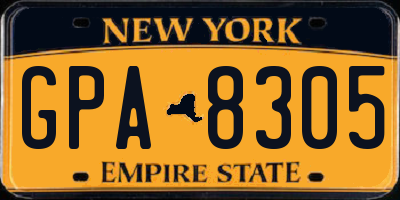 NY license plate GPA8305