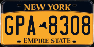 NY license plate GPA8308
