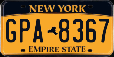 NY license plate GPA8367