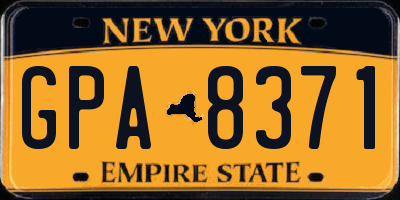 NY license plate GPA8371