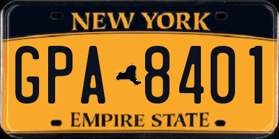 NY license plate GPA8401