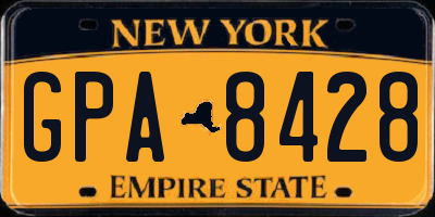 NY license plate GPA8428