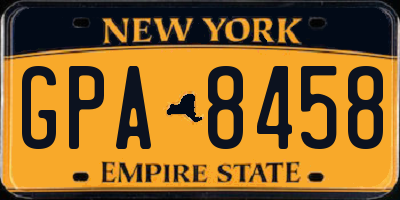 NY license plate GPA8458