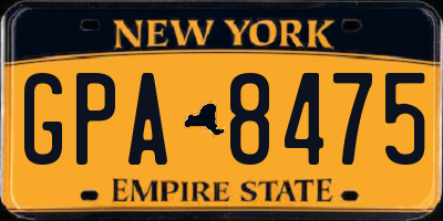 NY license plate GPA8475