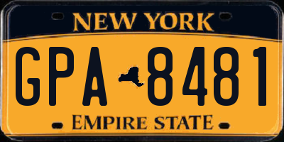 NY license plate GPA8481