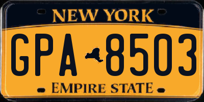 NY license plate GPA8503