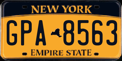 NY license plate GPA8563