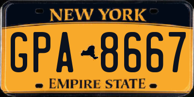 NY license plate GPA8667