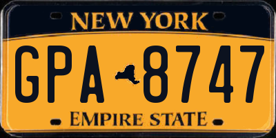 NY license plate GPA8747