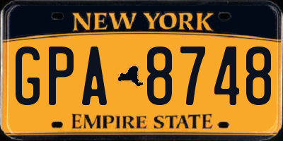 NY license plate GPA8748