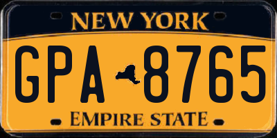 NY license plate GPA8765