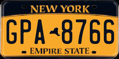 NY license plate GPA8766