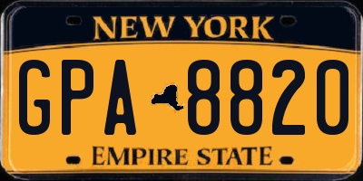 NY license plate GPA8820