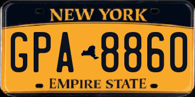 NY license plate GPA8860