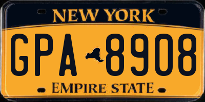 NY license plate GPA8908