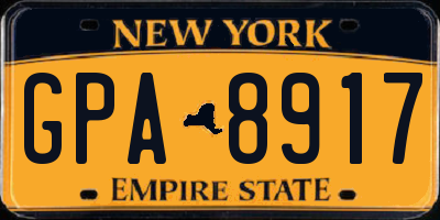 NY license plate GPA8917