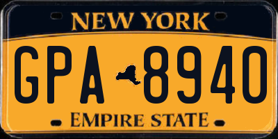 NY license plate GPA8940