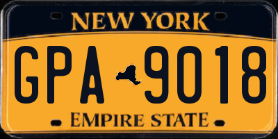 NY license plate GPA9018