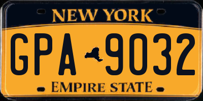 NY license plate GPA9032