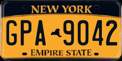 NY license plate GPA9042