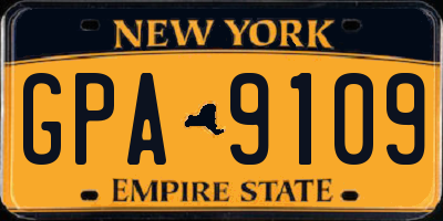 NY license plate GPA9109