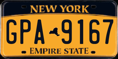 NY license plate GPA9167