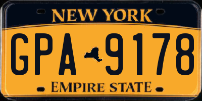 NY license plate GPA9178